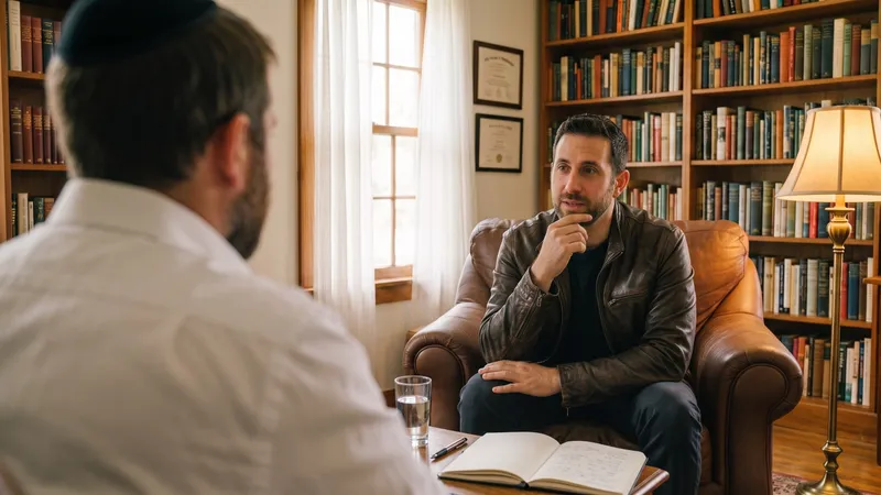 A one-on-one coaching conversation in a warm study
